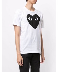 T-shirt à col rond imprimé blanc et noir Comme Des Garcons Play