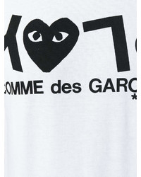 T-shirt à col rond imprimé blanc et noir Comme des Garcons