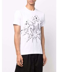 T-shirt à col rond imprimé blanc et noir Comme Des Garcons SHIRT