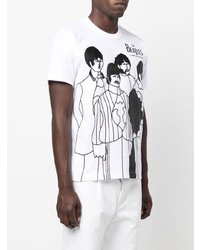 T-shirt à col rond imprimé blanc et noir Comme des Garcons