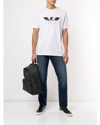 T-shirt à col rond imprimé blanc et noir Emporio Armani