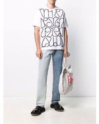 T-shirt à col rond imprimé blanc et noir Junya Watanabe MAN