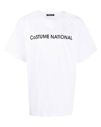 T-shirt à col rond imprimé blanc et noir costume national contemporary