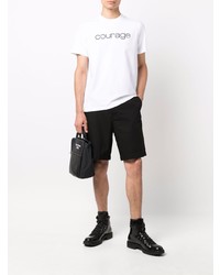 T-shirt à col rond imprimé blanc et noir Courrèges