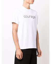 T-shirt à col rond imprimé blanc et noir Courrèges