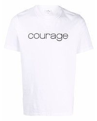 T-shirt à col rond imprimé blanc et noir Courrèges