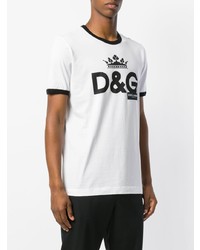 T-shirt à col rond imprimé blanc et noir Dolce & Gabbana