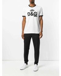 T-shirt à col rond imprimé blanc et noir Dolce & Gabbana