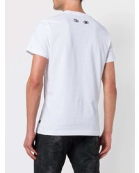 T-shirt à col rond imprimé blanc et noir Diesel