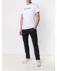 T-shirt à col rond imprimé blanc et noir Diesel