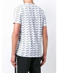 T-shirt à col rond imprimé blanc et noir Philipp Plein