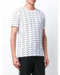 T-shirt à col rond imprimé blanc et noir Philipp Plein