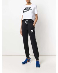 T-shirt à col rond imprimé blanc et noir Nike