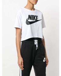 T-shirt à col rond imprimé blanc et noir Nike