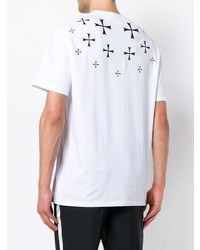T-shirt à col rond imprimé blanc et noir Neil Barrett