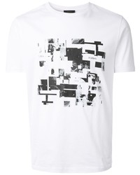 T-shirt à col rond imprimé blanc et noir D'urban