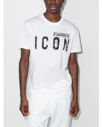 T-shirt à col rond imprimé blanc et noir DSQUARED2