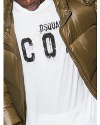 T-shirt à col rond imprimé blanc et noir DSQUARED2