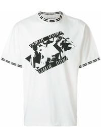 T-shirt à col rond imprimé blanc et noir Damir Doma
