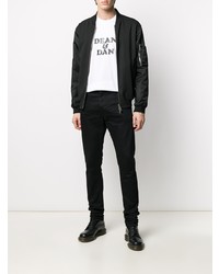 T-shirt à col rond imprimé blanc et noir DSQUARED2