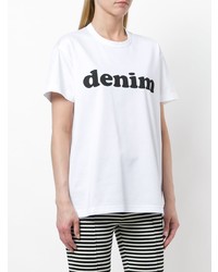 T-shirt à col rond imprimé blanc et noir Junya Watanabe
