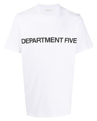 T-shirt à col rond imprimé blanc et noir Department 5