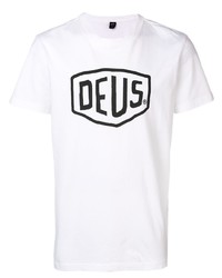T-shirt à col rond imprimé blanc et noir Deus Ex Machina