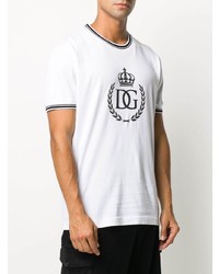 T-shirt à col rond imprimé blanc et noir Dolce & Gabbana