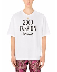 T-shirt à col rond imprimé blanc et noir Dolce & Gabbana