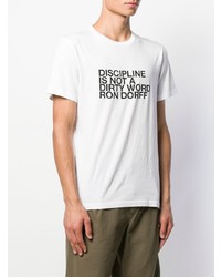 T-shirt à col rond imprimé blanc et noir Ron Dorff