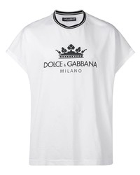 T-shirt à col rond imprimé blanc et noir Dolce & Gabbana