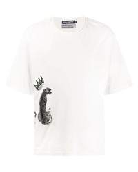 T-shirt à col rond imprimé blanc et noir Dolce & Gabbana