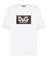 T-shirt à col rond imprimé blanc et noir Dolce & Gabbana