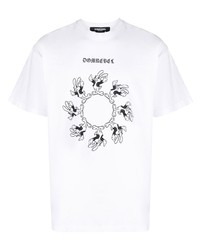T-shirt à col rond imprimé blanc et noir DOMREBEL