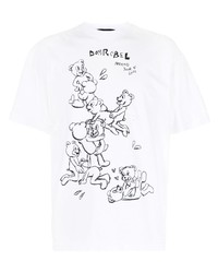 T-shirt à col rond imprimé blanc et noir DOMREBEL