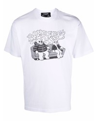 T-shirt à col rond imprimé blanc et noir DOMREBEL