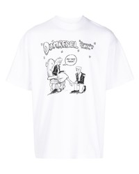 T-shirt à col rond imprimé blanc et noir DOMREBEL