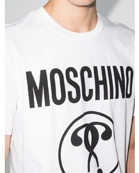 T-shirt à col rond imprimé blanc et noir Moschino