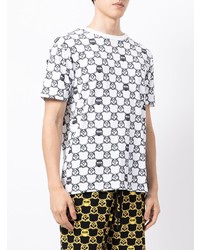 T-shirt à col rond imprimé blanc et noir Moschino