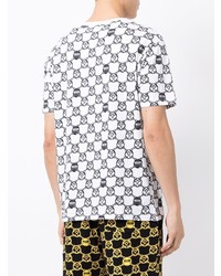 T-shirt à col rond imprimé blanc et noir Moschino