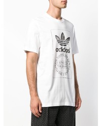 T-shirt à col rond imprimé blanc et noir adidas