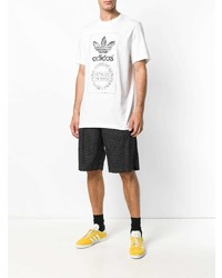 T-shirt à col rond imprimé blanc et noir adidas