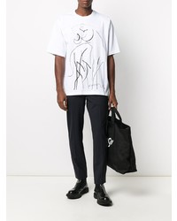 T-shirt à col rond imprimé blanc et noir Kenzo