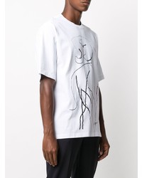 T-shirt à col rond imprimé blanc et noir Kenzo