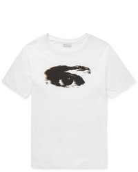 T-shirt à col rond imprimé blanc et noir Dries Van Noten