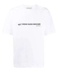 T-shirt à col rond imprimé blanc et noir Drôle De Monsieur