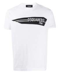 T-shirt à col rond imprimé blanc et noir DSQUARED2