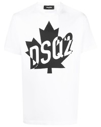 T-shirt à col rond imprimé blanc et noir DSQUARED2