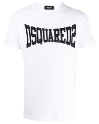 T-shirt à col rond imprimé blanc et noir DSQUARED2