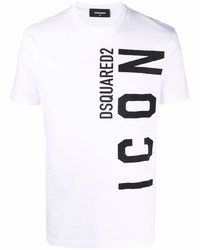 T-shirt à col rond imprimé blanc et noir DSQUARED2